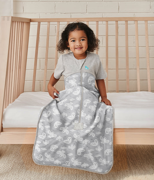 Sleep Bag Short Sleeve 1.5 TOG Organic Cotton Grey Doves