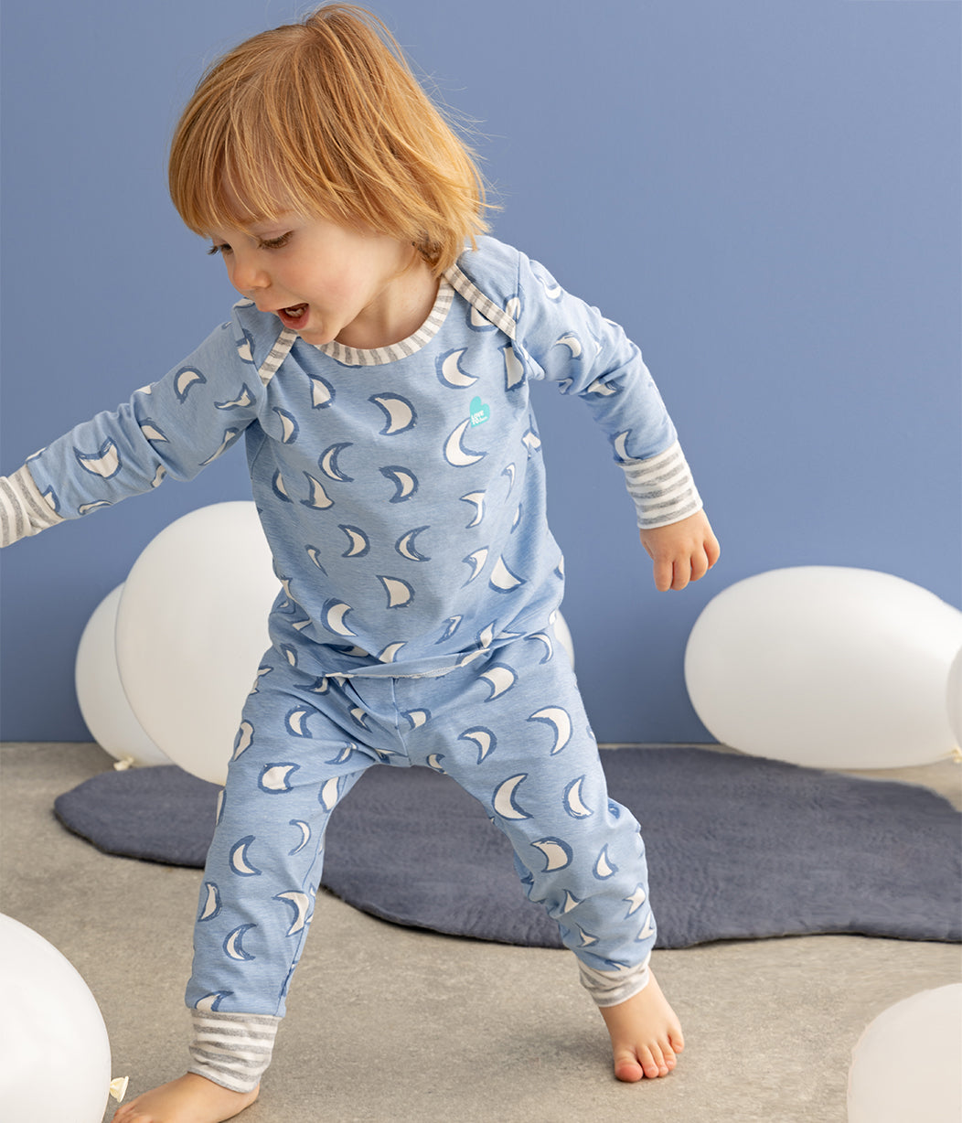 Kinder Langarm Pyjama-Set Baumwolle Blau Eklipse