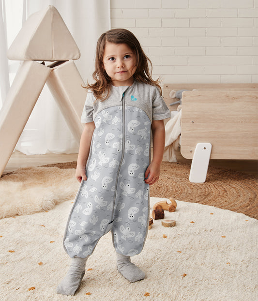 Sleep Suit Short Sleeve 1.5 TOG Organic Cotton Grey Doves