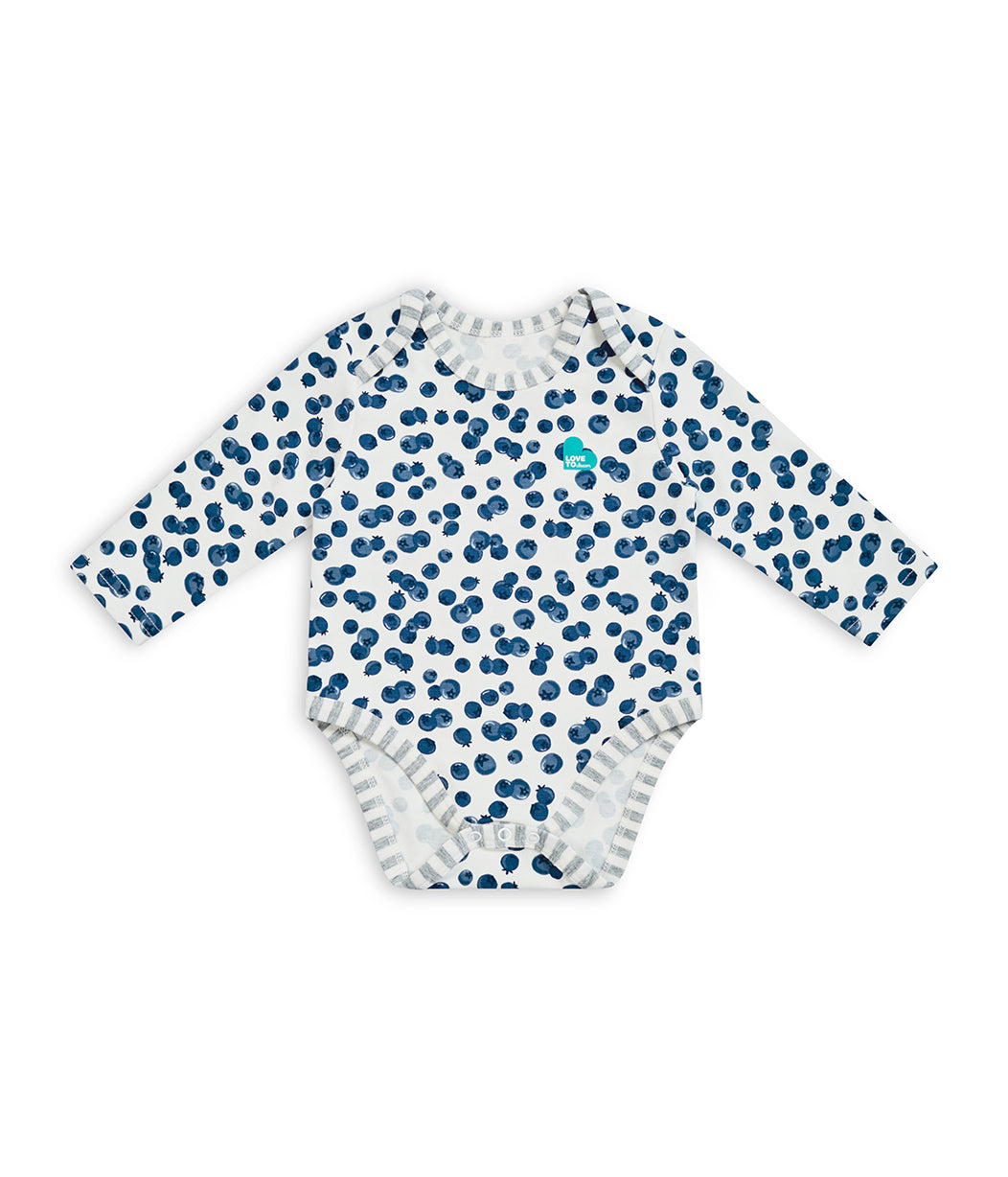 Bodysuit Long Sleeve Baumwolle Denim Blaubeeren