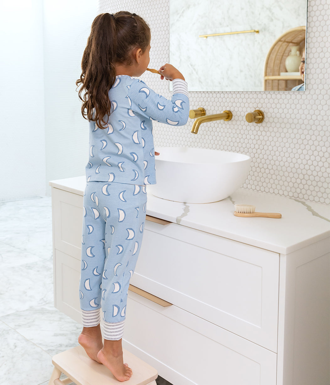 Kinder Langarm Pyjama-Set Baumwolle Blau Eklipse