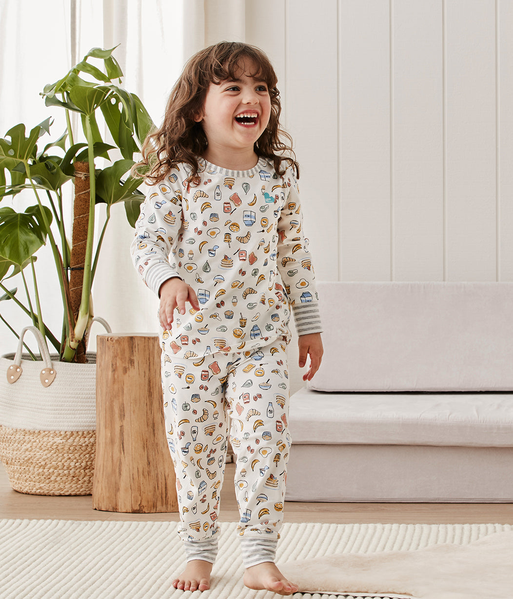 Love To Dream™ Ensemble pyjama à manches longues pour enfants Petit déjeuner Blanc