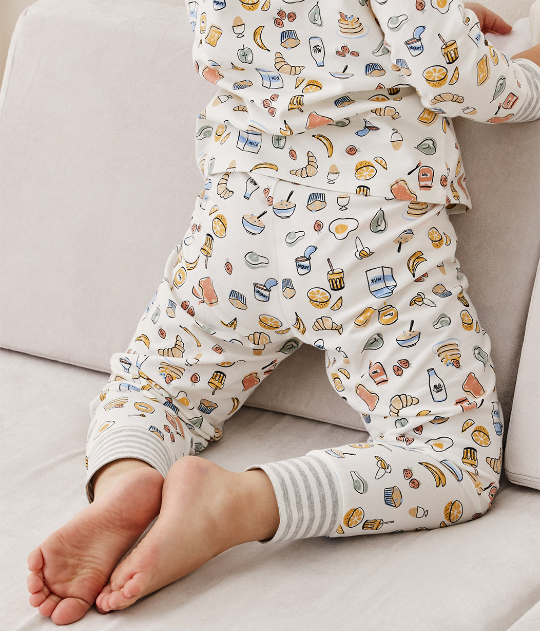 Love To Dream™ Ensemble pyjama à manches longues pour enfants Petit déjeuner Blanc