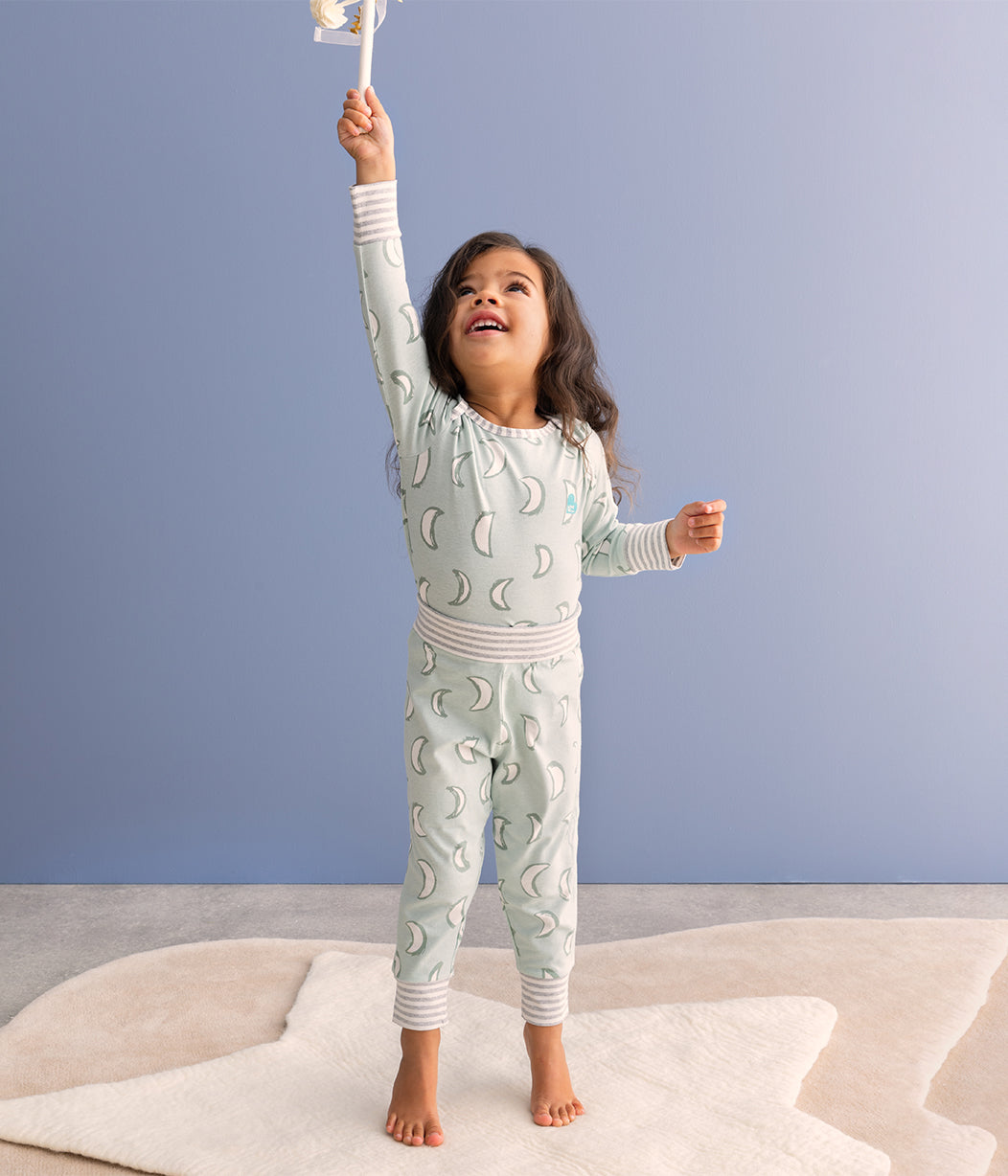 Kinder Langarm Pyjama-Set Finsternis Oliv