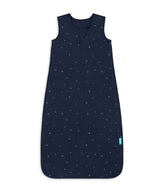 Schlafsack ärmellos 1.5 TOG Baumwollfleece Marineblau Gestickter Funkelstern