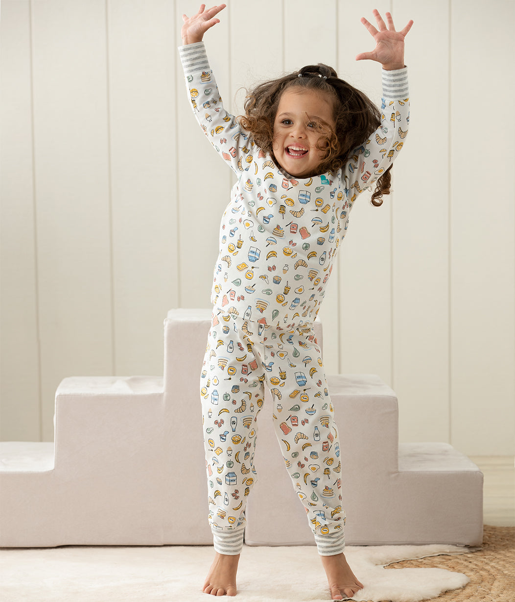 Love To Dream™ Ensemble pyjama à manches longues pour enfants Petit déjeuner Blanc