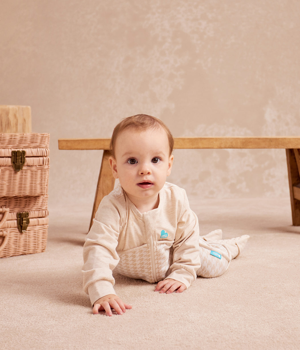 Schlafanzug langarm 1.0 TOG Baumwolle Beige Hahnentritt