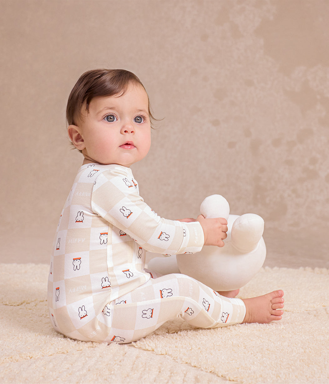Strampler Baumwolle Birke Miffy Karomuster