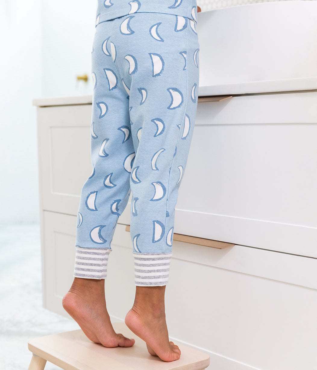 Kinder Langarm Pyjama-Set Baumwolle Blau Eklipse