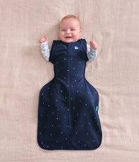 Swaddle Up™ 2-in-1 Gigoteuse d’emmaillotage de transition 1.5 TOG Polaire en coton Bleu marine Étoile scintillante brodée