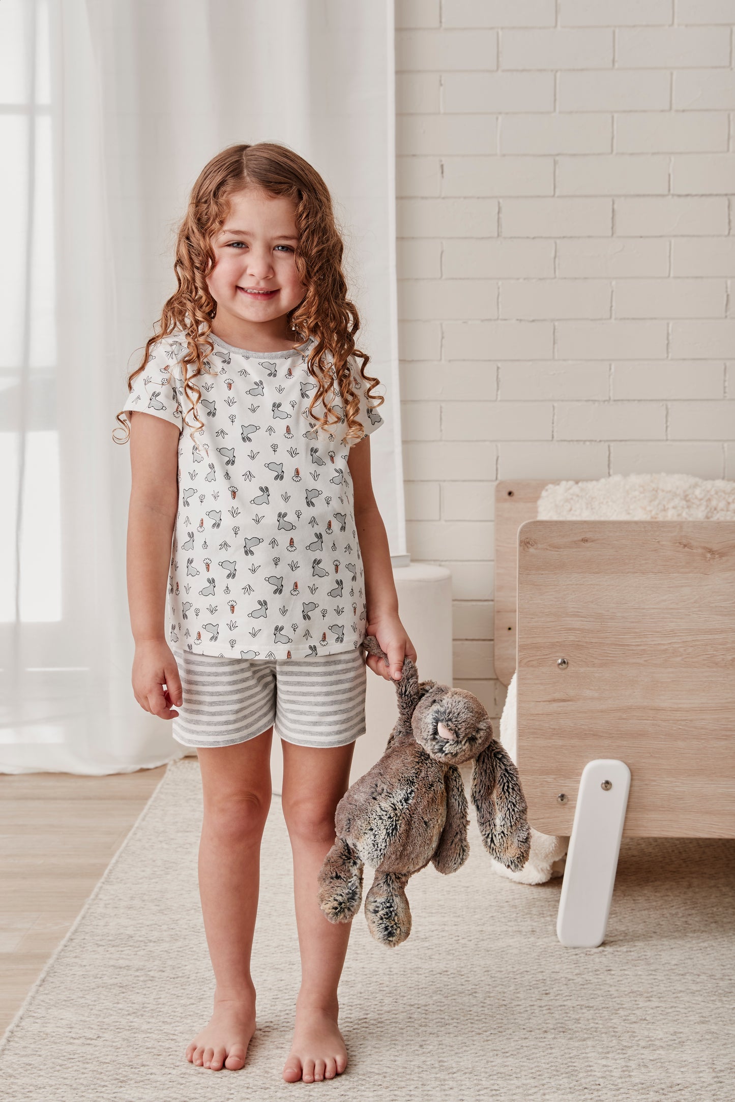 Ensemble de pyjama à manches courtes et imprimé lapin Love To Dream™ pour enfants