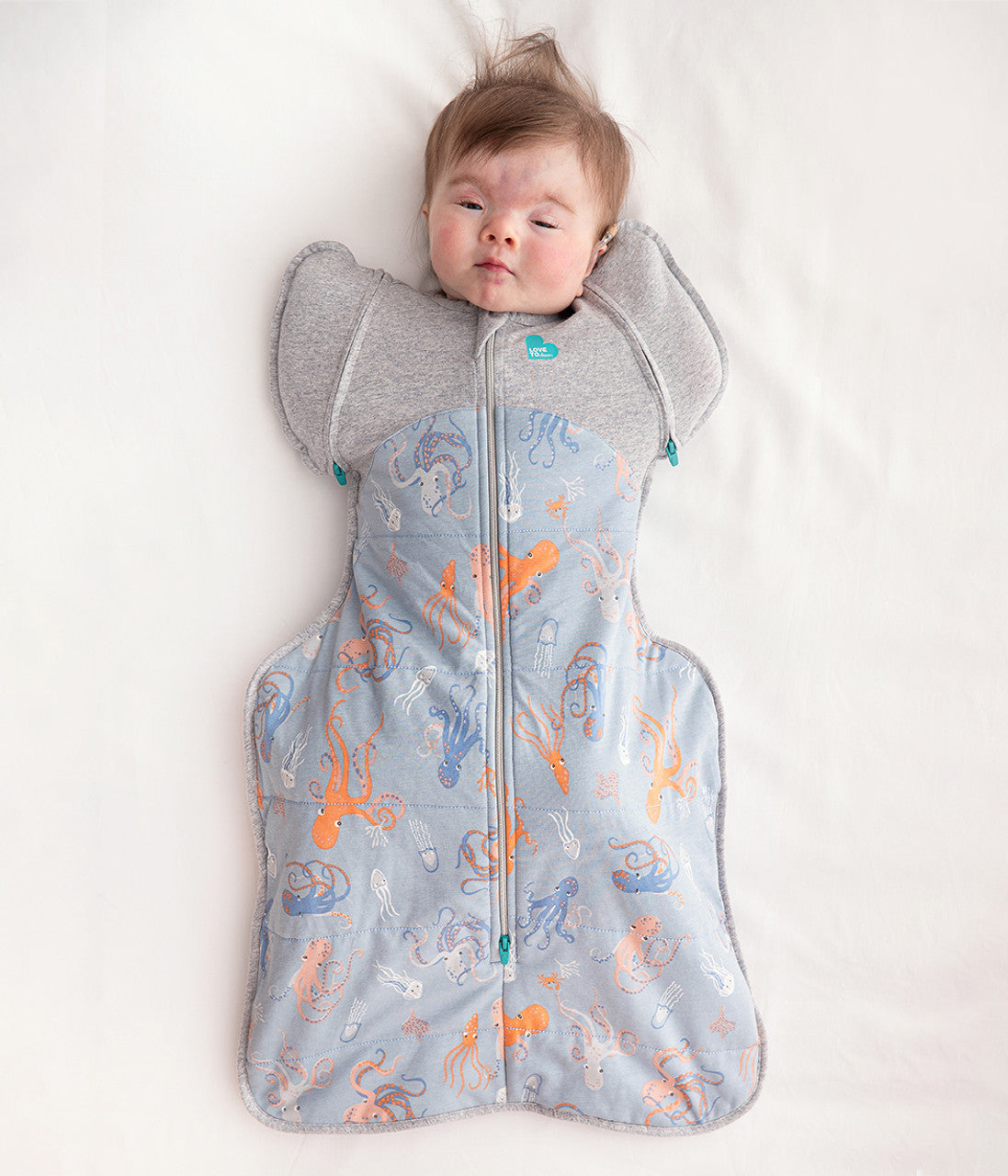 Sac d'emmaillotage de transition Swaddle Up™, pieuvre chaude en chambray bleu