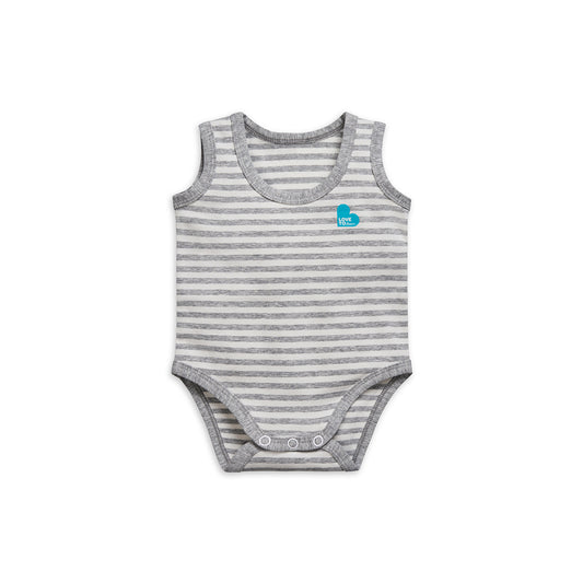 Bodysuit Sleeveless Cotton Grey Stripe