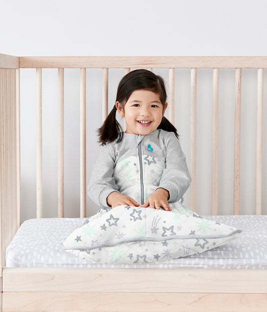 Schlafsack 3.5 TOG Baumwolle Mintgrün Sterne
