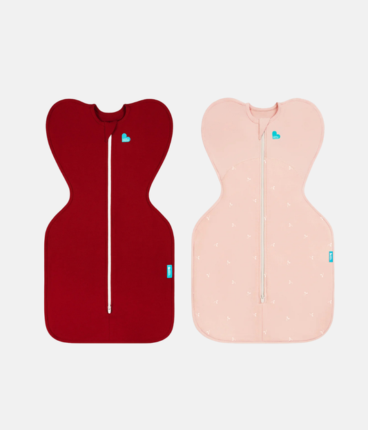 Swaddle Up Starter Bundle | 1.0 | 1.5 TOG | Bordeauxrot | Zartrosa Zweige