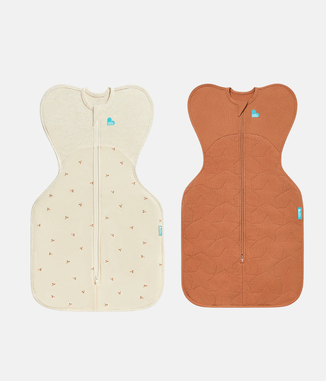Swaddle Up Starter Bundle | 1.5 | 2.5 TOG | Naturmeliert Zweige | Haselnuss Gesteppter Stern