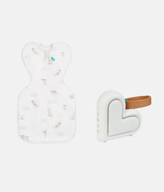 White-Noise-Gerät Swaddle Up Starter Bundle | 1.0 TOG | Weiß Wolken Häschen