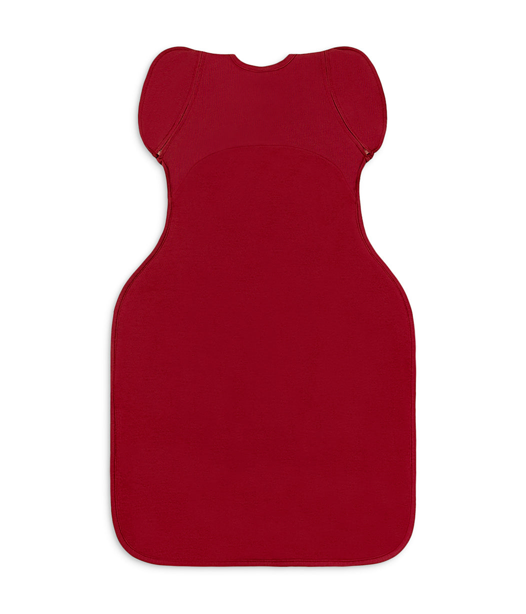 Swaddle Up™ 2-in-1 Übergangspucksack 1.5 TOG Baumwollfleece Bordeauxrot Gestickte Herzen