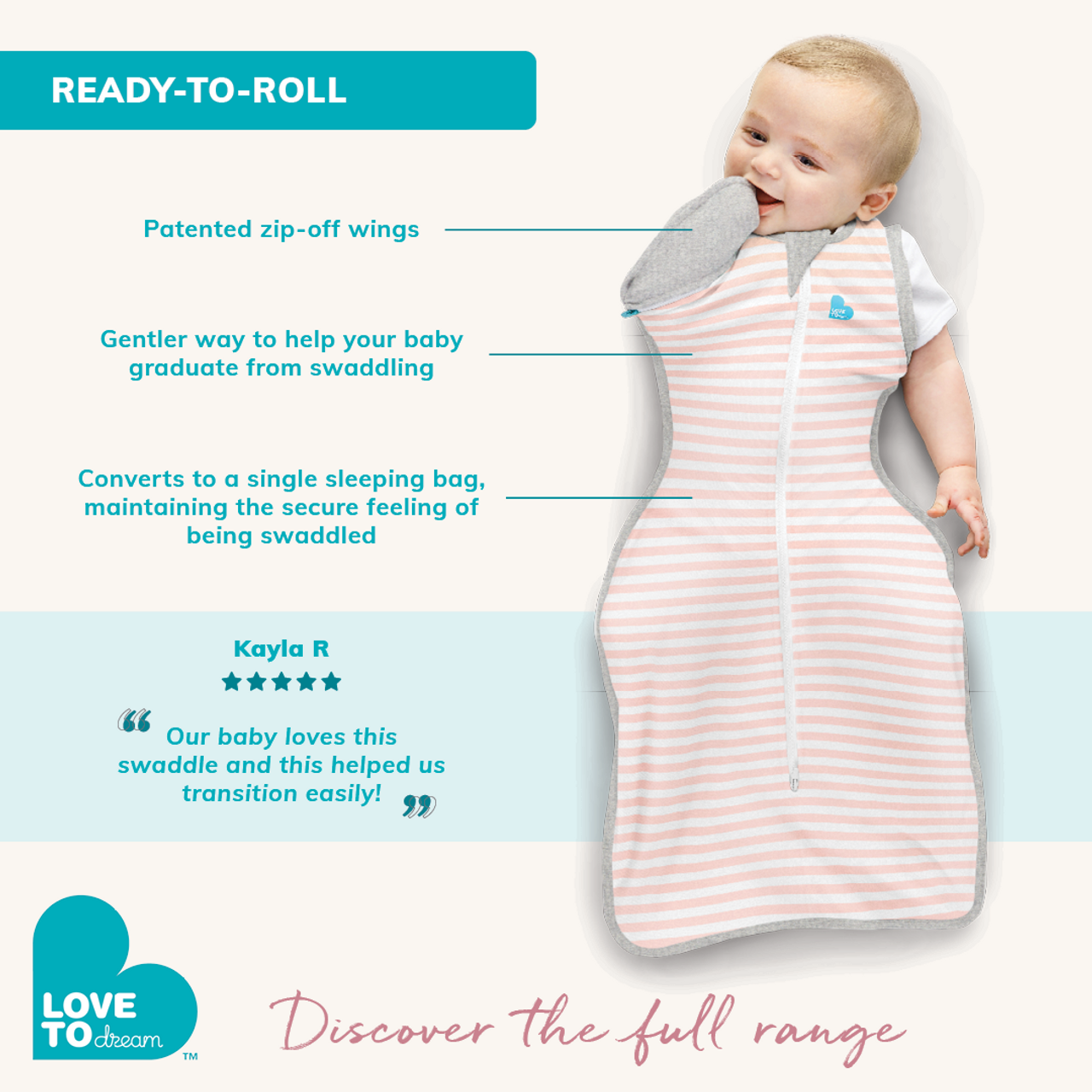 Swaddle Up™ Übergangspucksack Leicht Grau Du Bist Mein