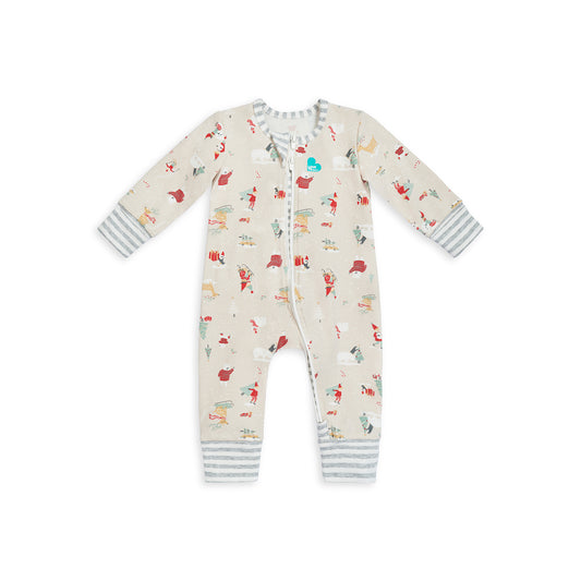 Footless Romper Cotton Beige Snow Party