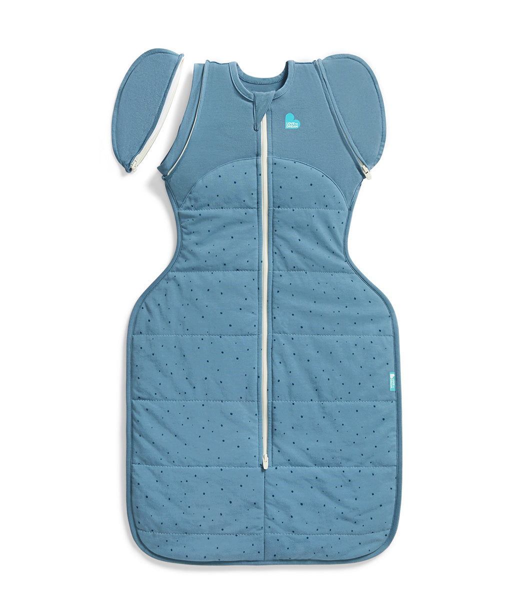 Swaddle Up™ 2-in-1 Übergangspucksack 2.5 TOG Baumwolle Sturmblau Steinchen