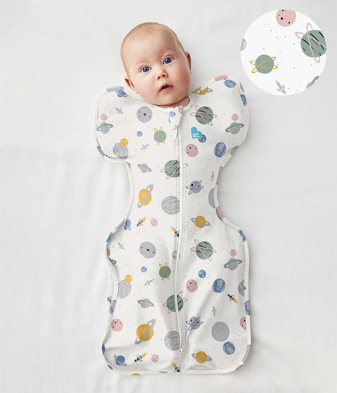 Swaddle Up™ Sac d'emmaillotage léger à motif spatial blanc