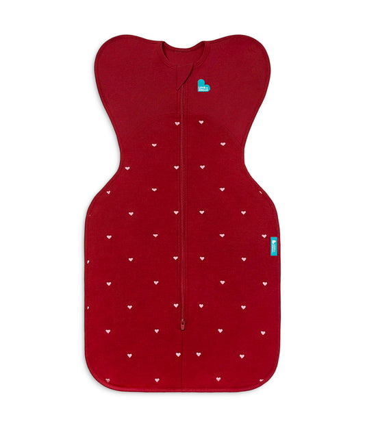 Swaddle Up™ Pucksack 1.5 TOG Baumwollfleece Bordeauxrot Gestickte Herzen