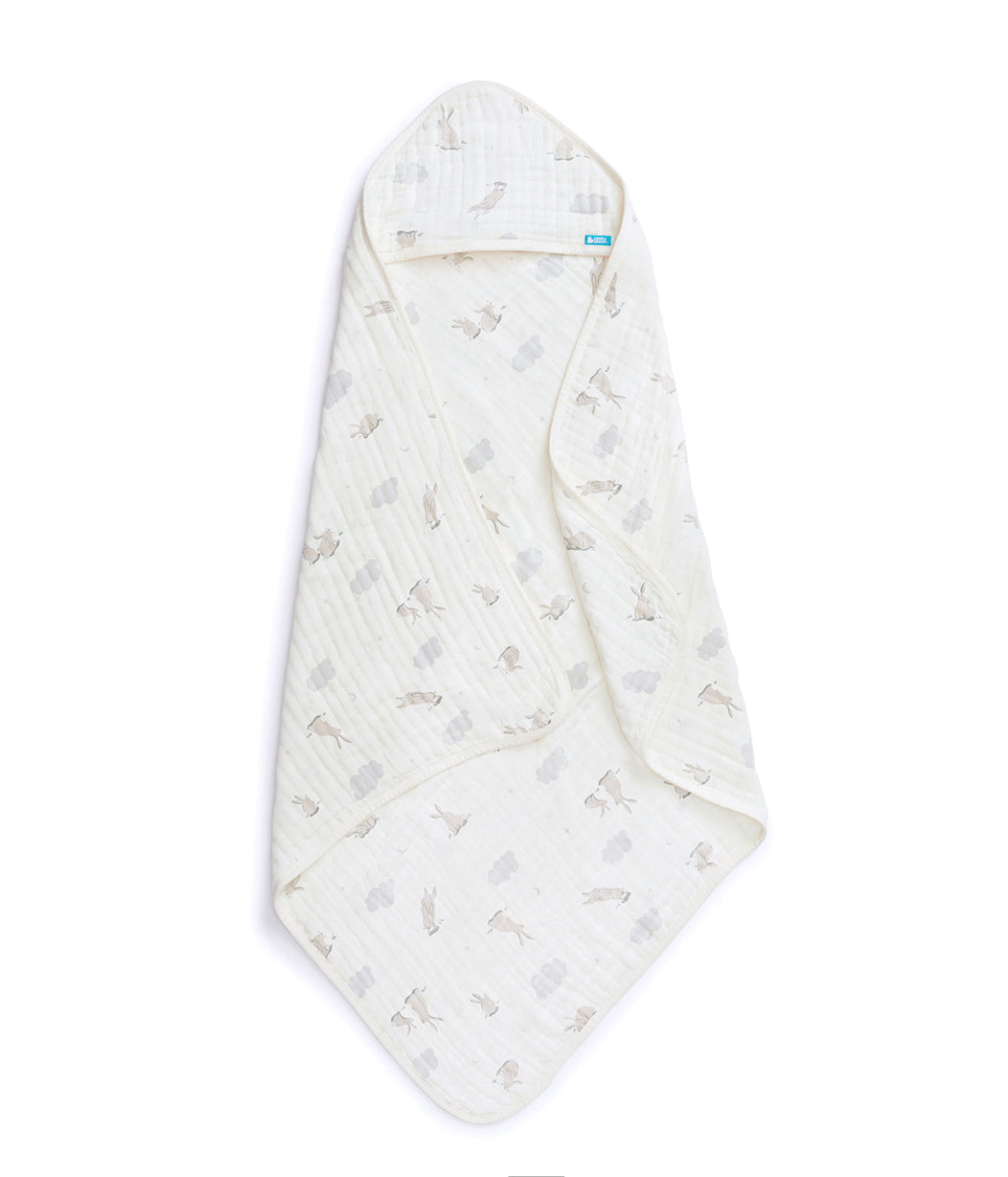 Hooded Towel Muslin White Cloud Bunnies