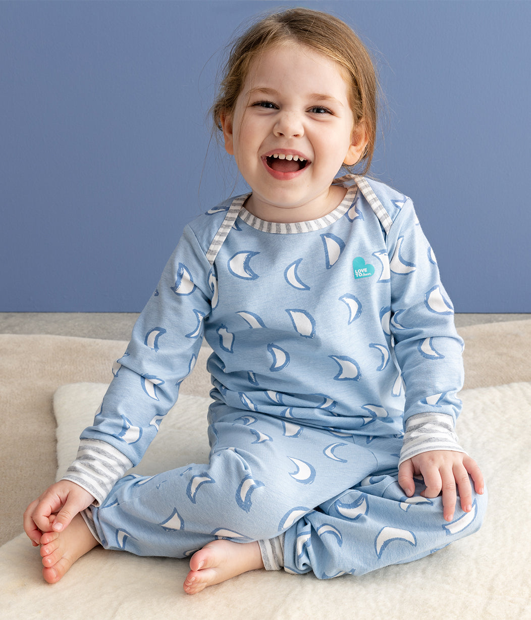 Kinder Langarm Pyjama-Set Baumwolle Blau Eklipse