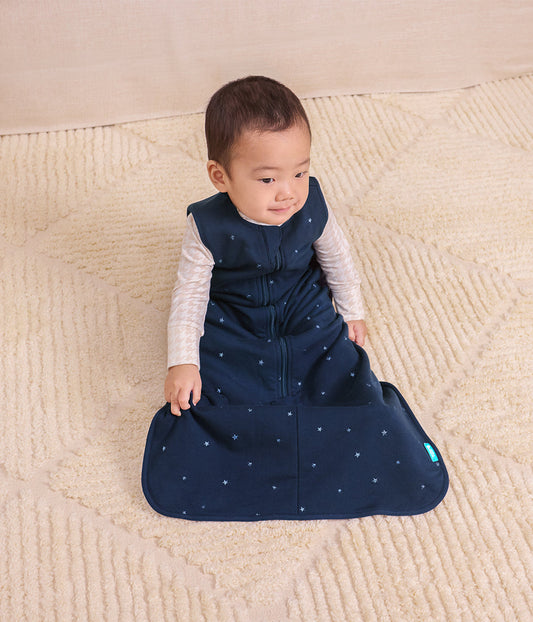 Coffret gigoteuse | 1,5 | 2,5 TOG | Bleu marine Étoile scintillante brodée | Naturel chiné Étoile matelassée
