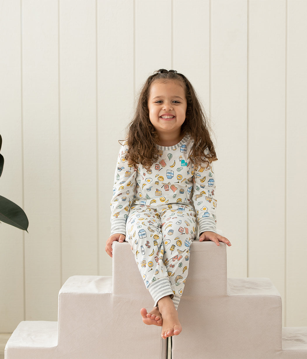 Love To Dream™ Ensemble pyjama à manches longues pour enfants Petit déjeuner Blanc