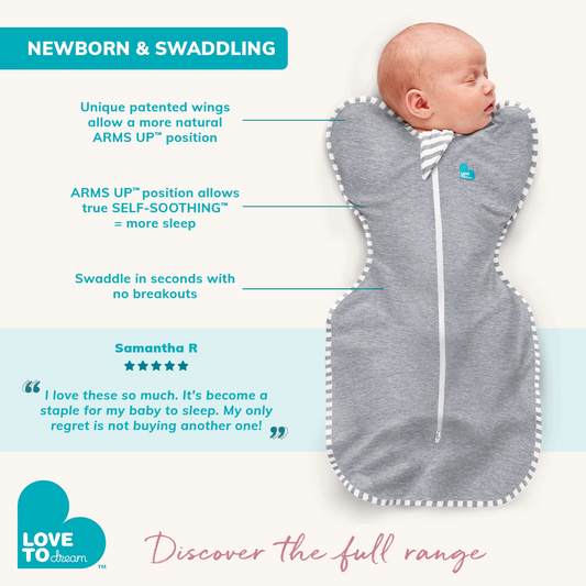 Swaddle Up™ Sac d'emmaillotage en bambou léger Blanc Kisses