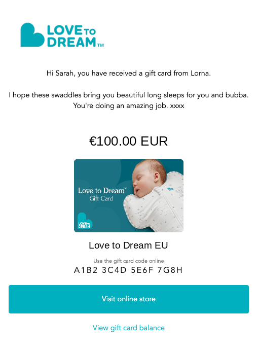 Carte cadeau Love to Dream
