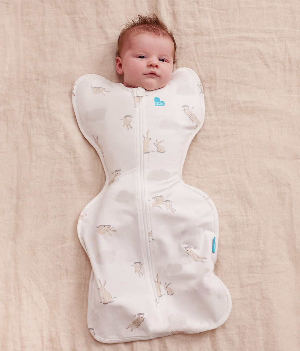 Swaddle Up™ Pucksack 1.0 TOG Baumwolle Weiß Wolken Häschen