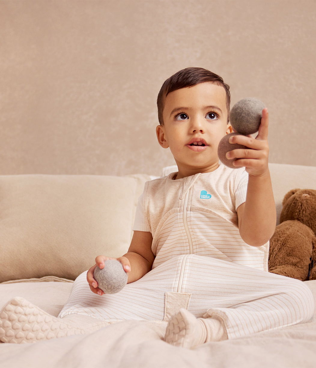 Sleep Suit Sleeveless 0.2 TOG Cotton Tan Breton Stripe