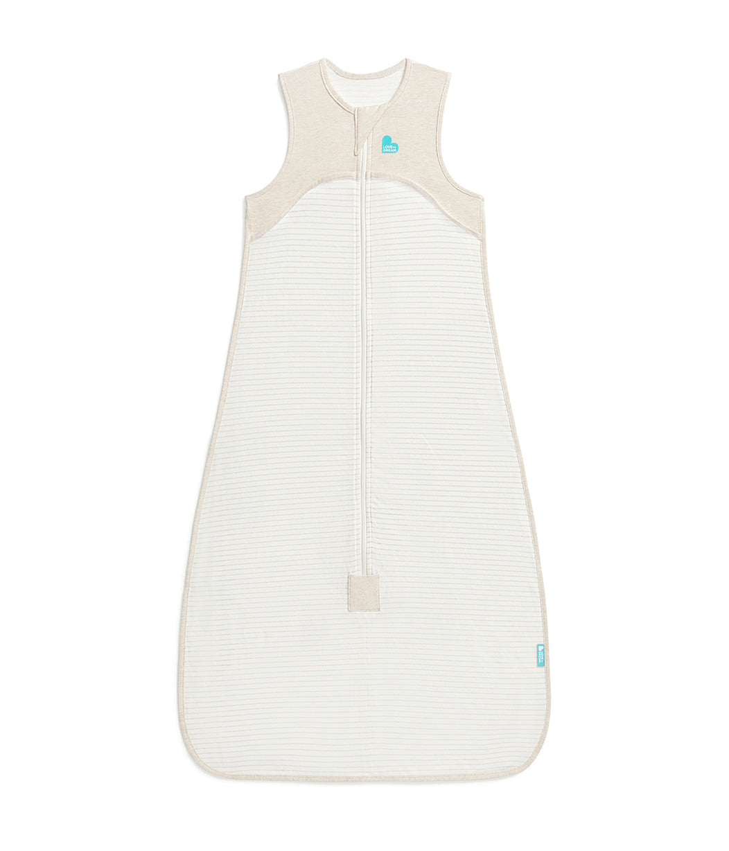 Schlafsack ärmellos 0.2 TOG Baumwolle Beige Ringelmuster