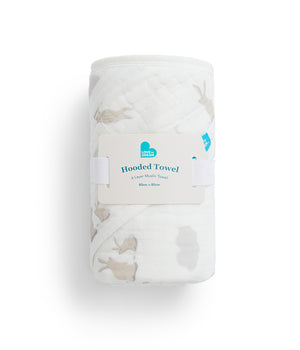 Serviette à capuche Mousseline Blanc Lapin nuage