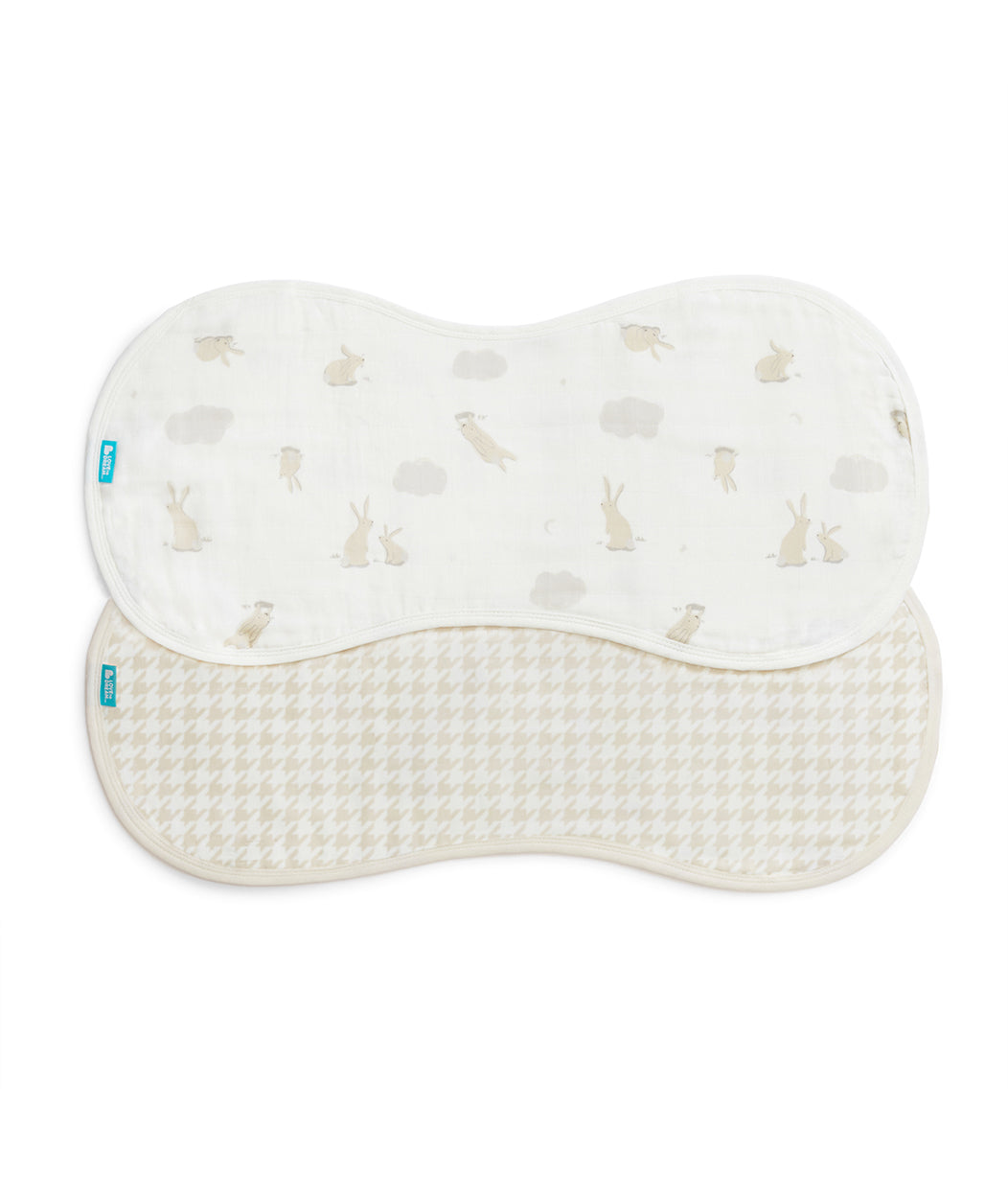 Bavoirs D'Épaule Lot De 2 En Mousseline Blanc Nuage Lapin