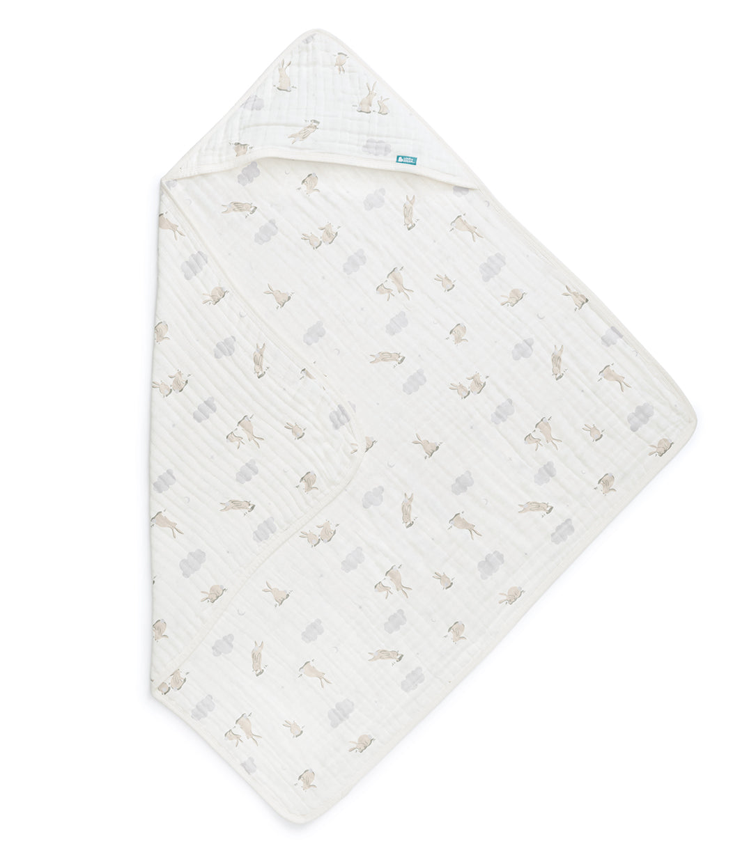 Hooded Towel Muslin White Cloud Bunnies