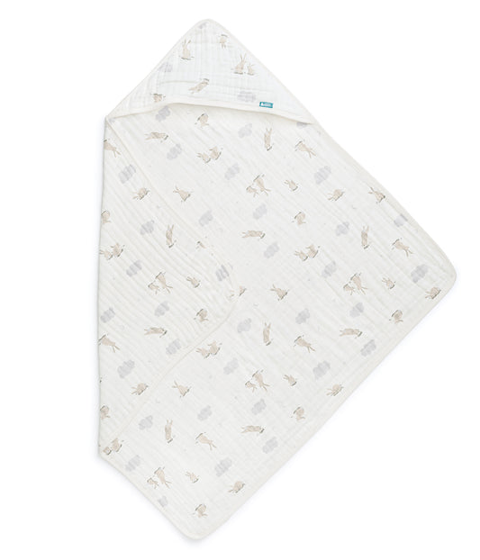 Hooded Towel Muslin White Cloud Bunnies