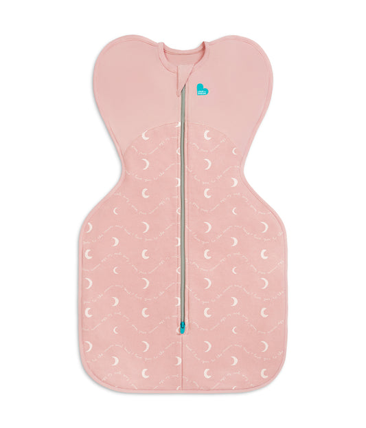 Sac d'emmaillotage Swaddle Up™ en coton 1,5 TOG rose poudré lune et dos
