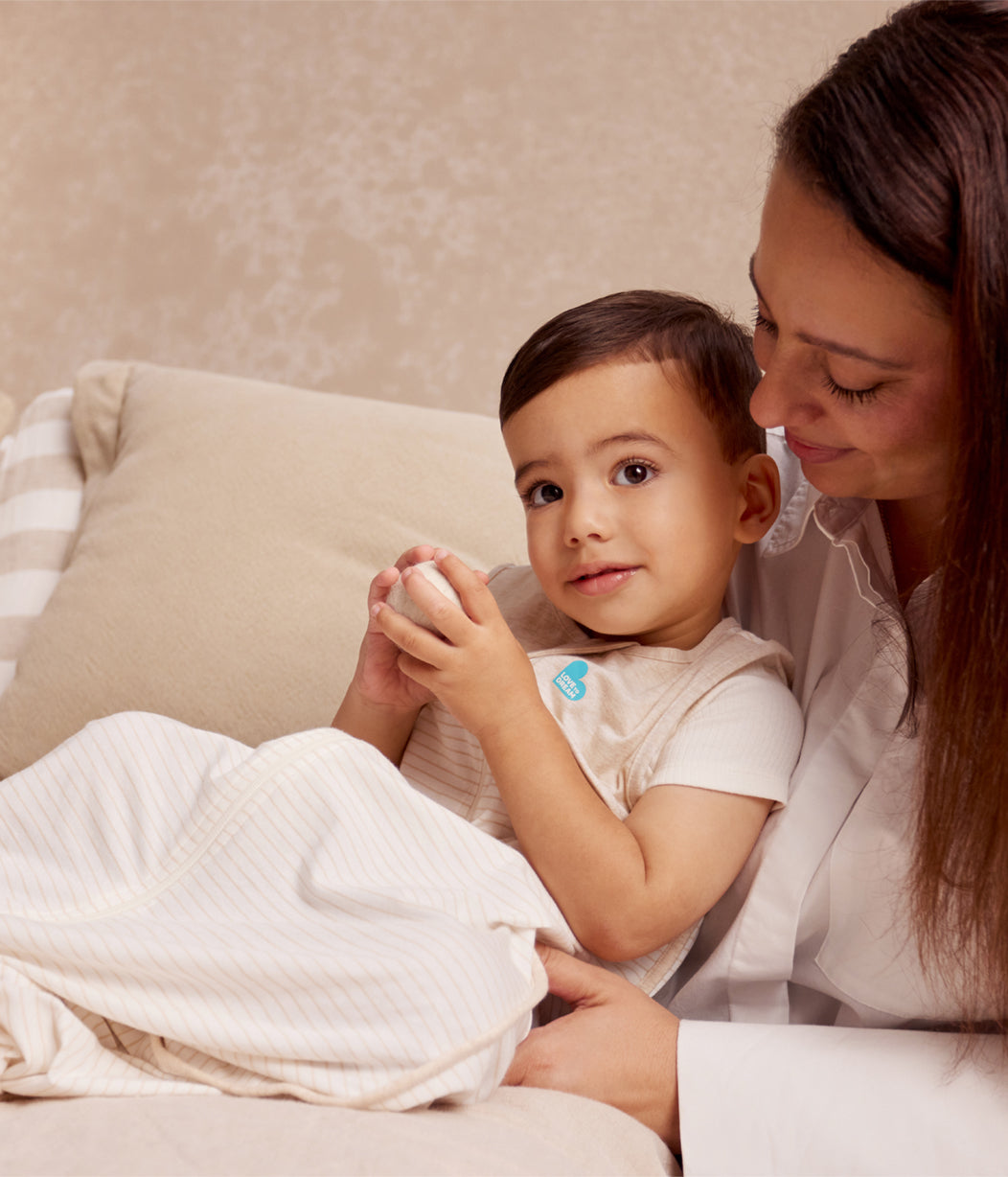 Schlafsack ärmellos 0.2 TOG Baumwolle Beige Ringelmuster