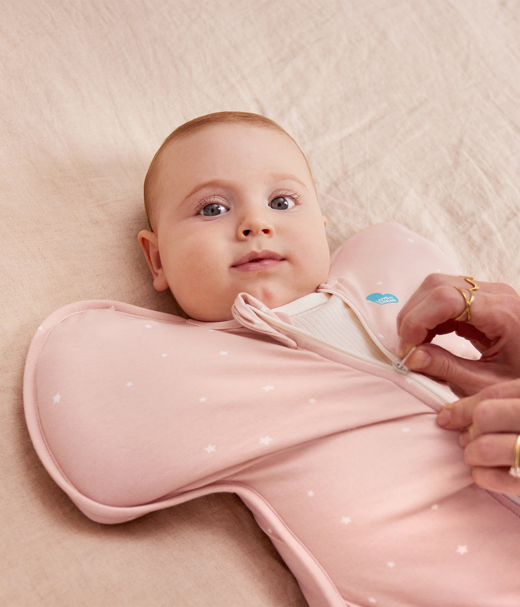 Swaddle Up™ Gigoteuse d’emmaillotage 1.0 TOG Coton Rose Poudré Étoile Scintillante